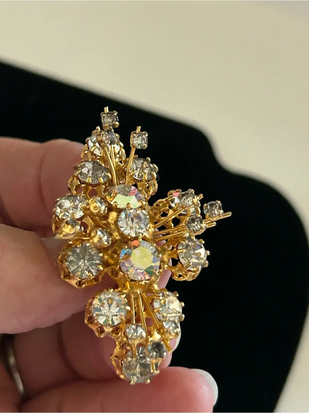 Vintage Austrian AB Crystal Spray/Sputnik Brooch Signed Made in Austria
